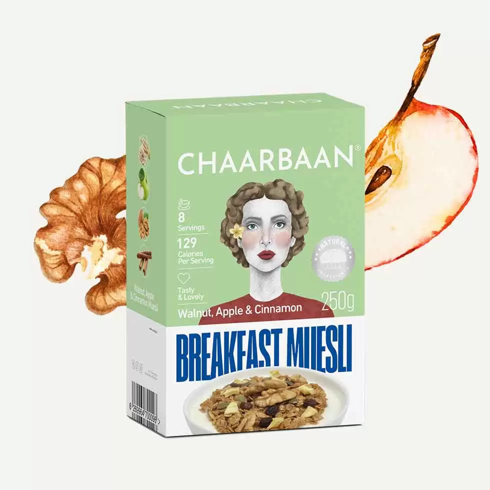 موسلی گردو، سیب و دارچین باکسی چاربان موسلی گردو، سیب و دارچین باکسی چاربان